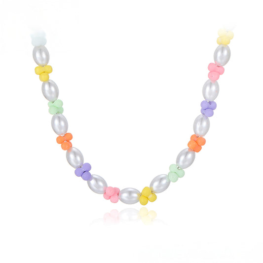 Collar de Aleación Bañado en Oro con Perla de cristal