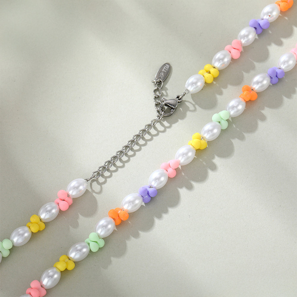 Collar de Aleación Bañado en Oro con Perla de cristal