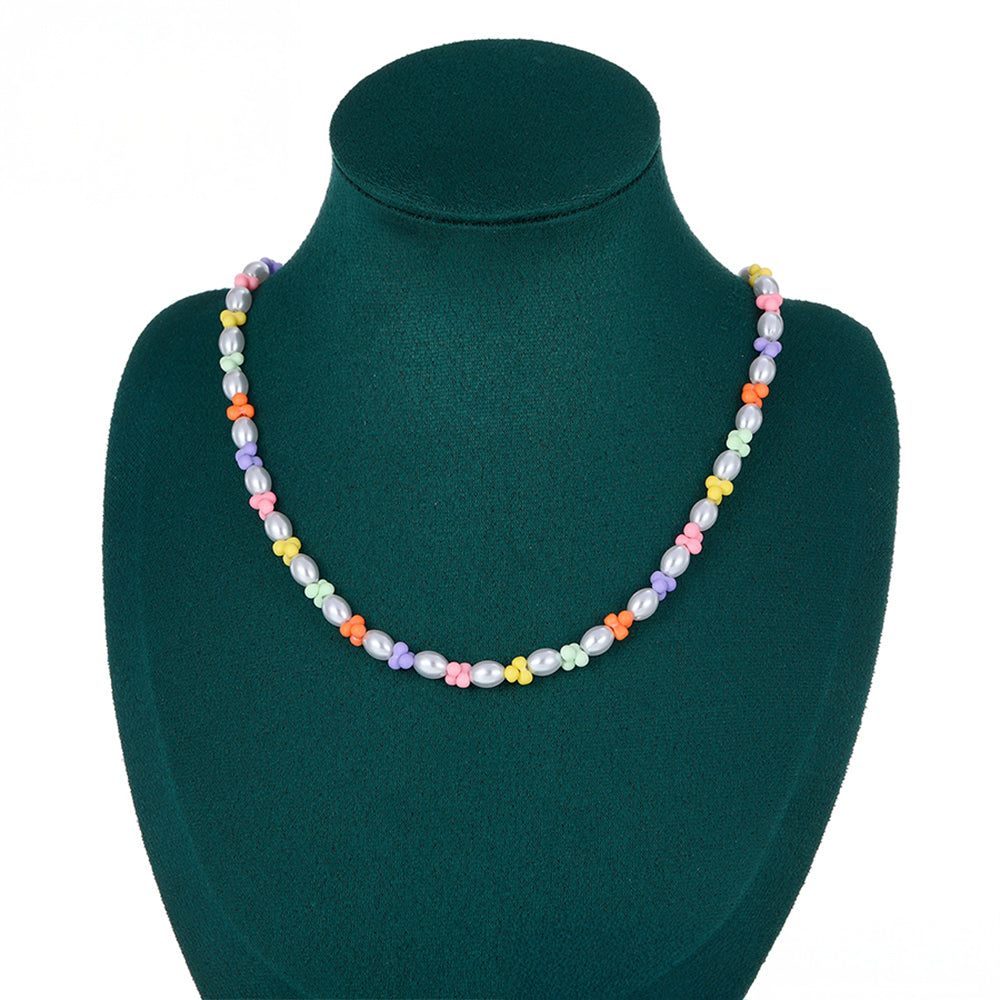 Collar de Aleación Bañado en Oro con Perla de cristal 7 