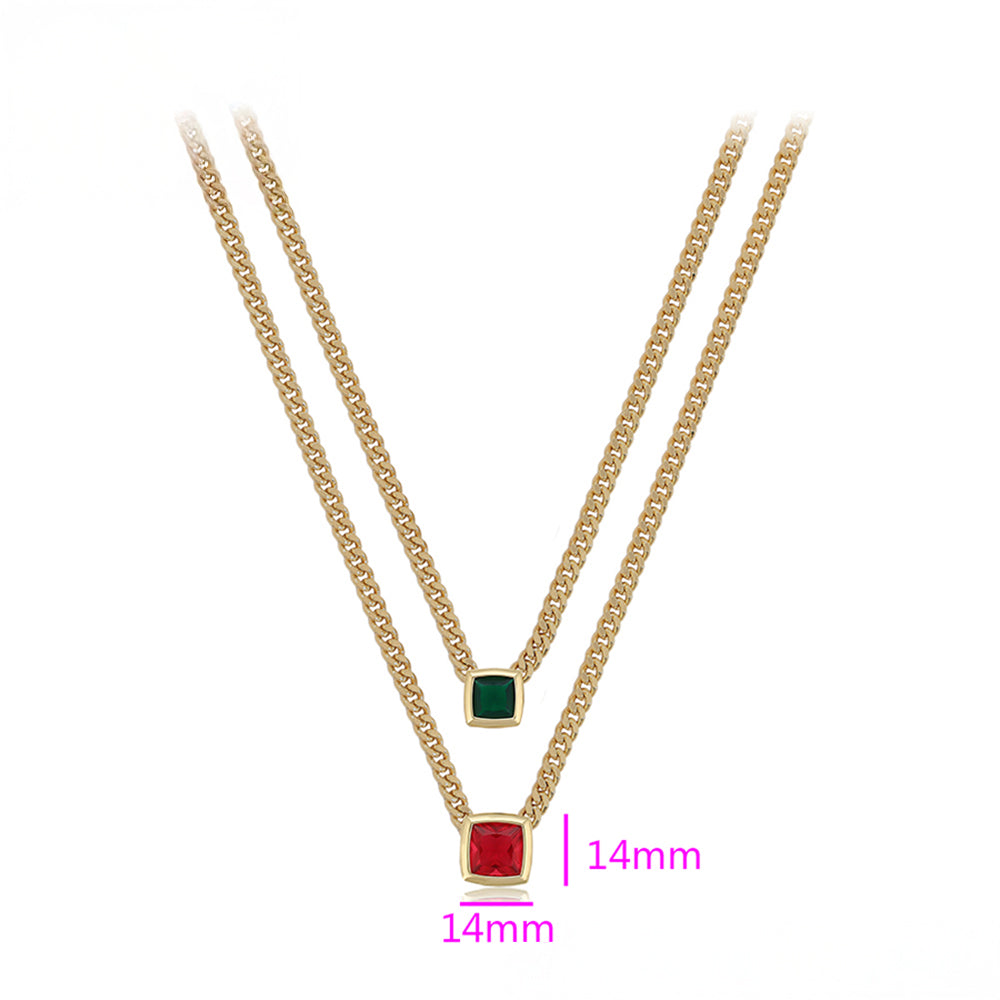 Collar de Aleación Bañado en Oro con Cristal Emporia® Rojo y Cristal Emporia® Verde