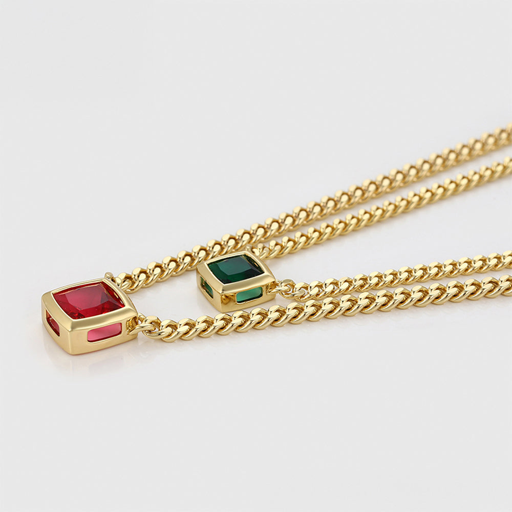 Collar de Aleación Bañado en Oro con Cristal Emporia® Rojo y Cristal Emporia® Verde