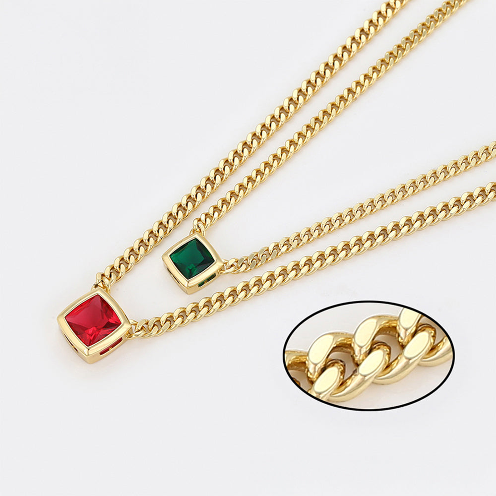 Collar de Aleación Bañado en Oro con Cristal Emporia® Rojo y Cristal Emporia® Verde 1 