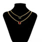 Collar de Aleación Bañado en Oro con Cristal Emporia® Rojo y Cristal Emporia® Verde