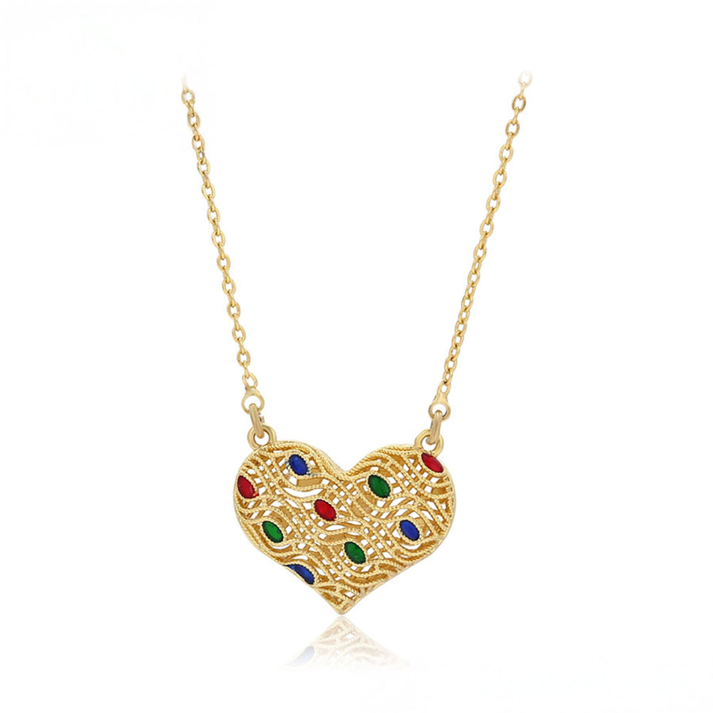 Collar de Aleación Bañado en Oro con Cristal Emporia® Rojo y Cristal Emporia® Verde 1 