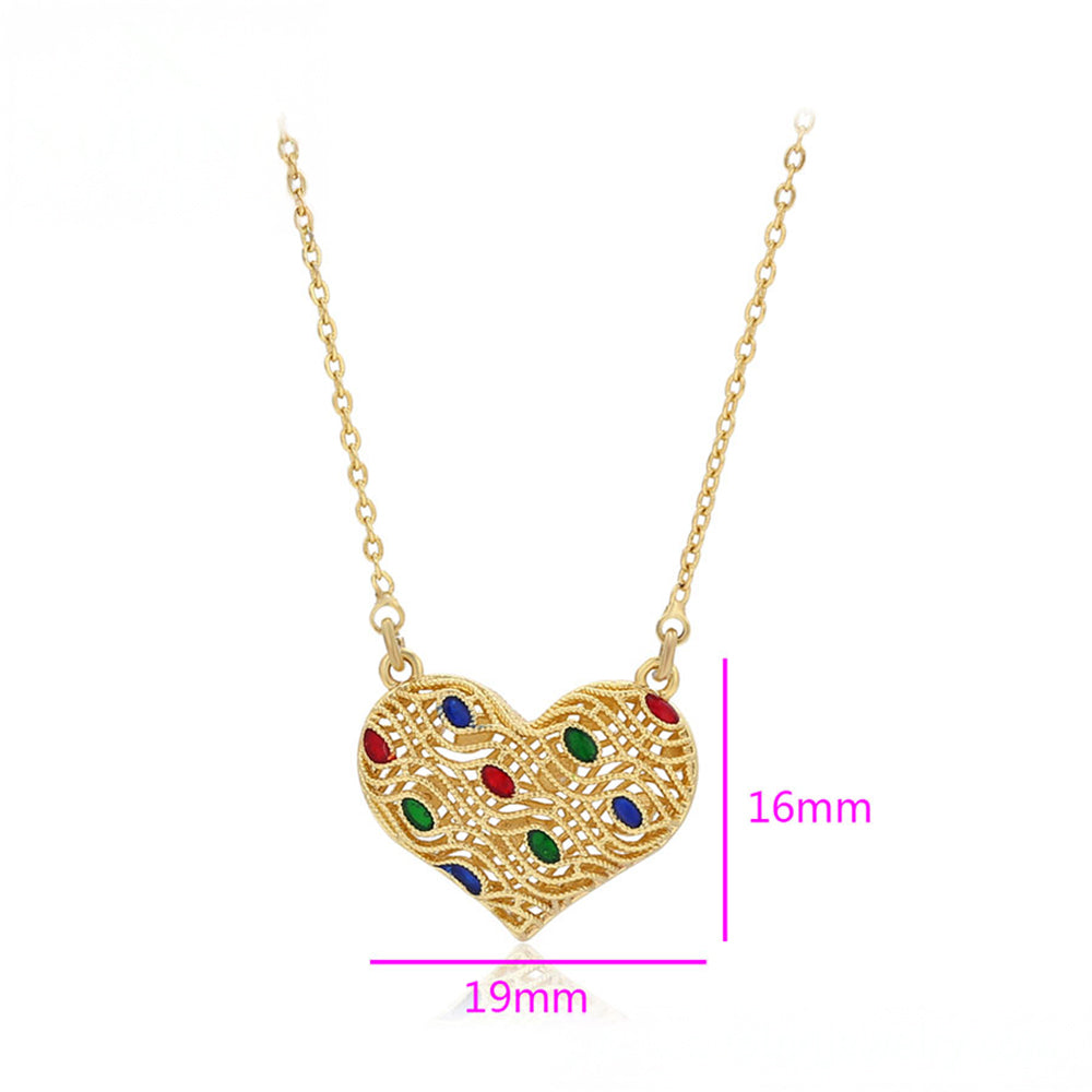 Collar de Aleación Bañado en Oro con Cristal Emporia® Rojo y Cristal Emporia® Verde
