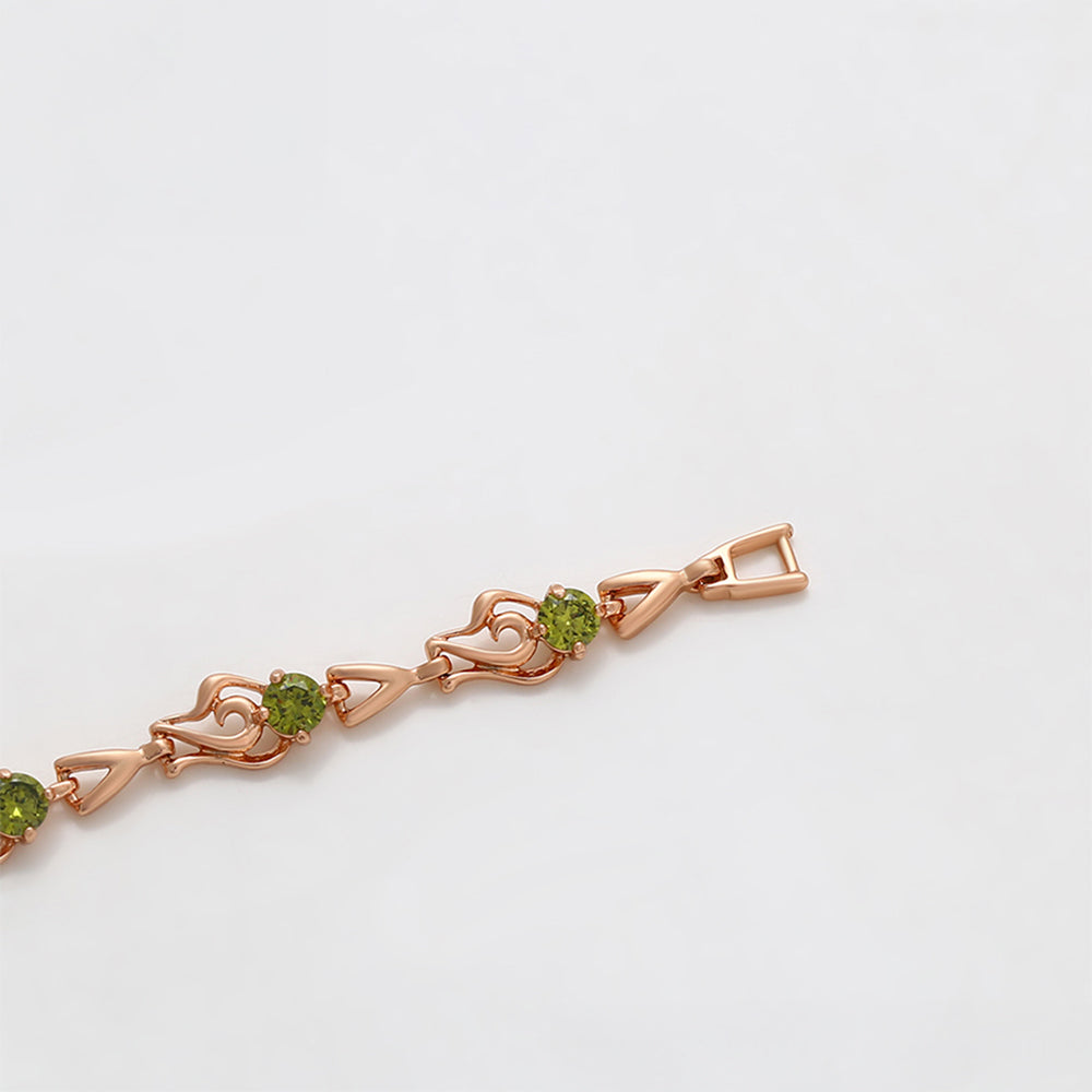 Pulsera de Aleación Bañado en Oro con Cristal Emporia® Verde 7 