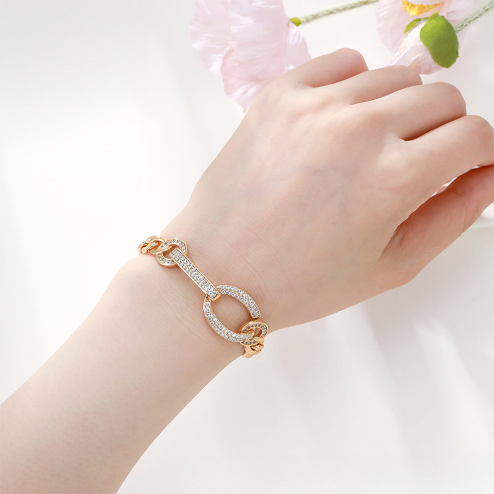 Pulsera de Aleación Bañado en Oro con Cristal Emporia® Blanco 4 