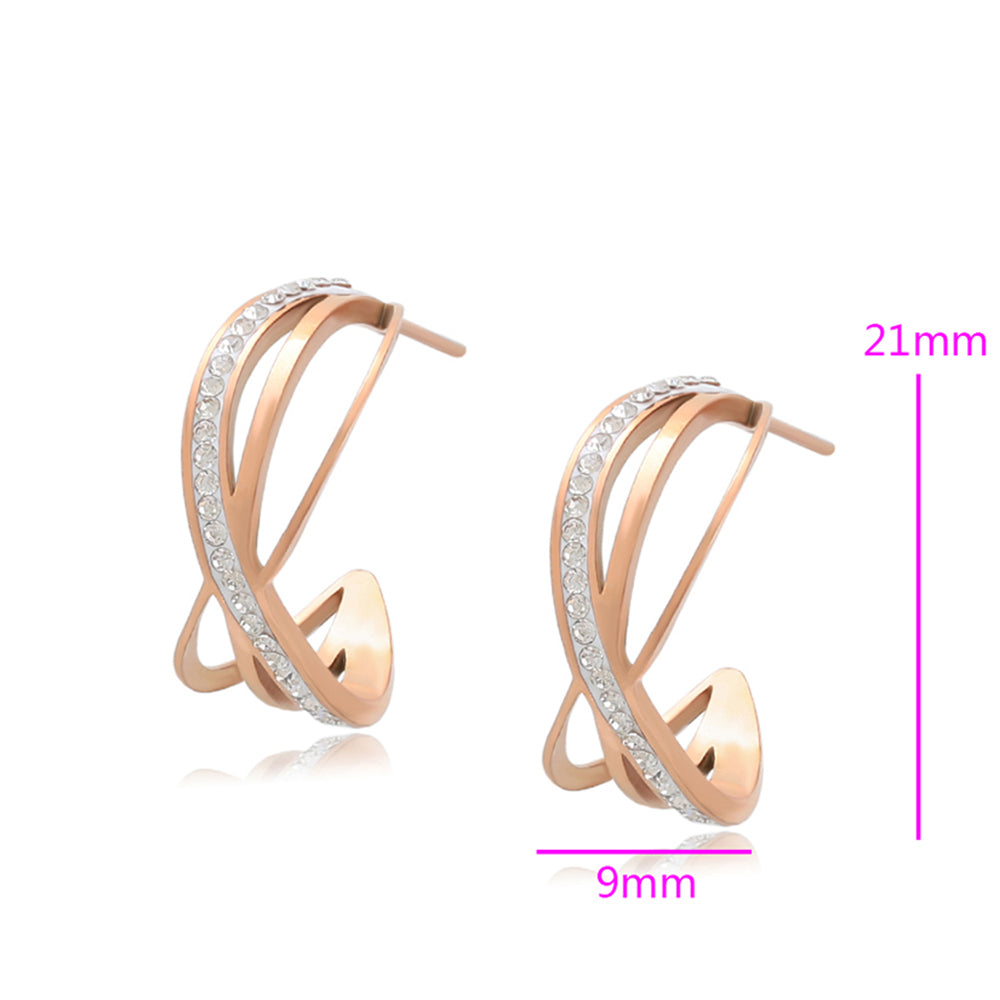 Pendientes de Aleación Bañado en Oro con Cristal Emporia® Blanco 2 