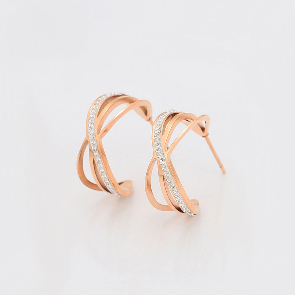 Pendientes de Aleación Bañado en Oro con Cristal Emporia® Blanco 5 