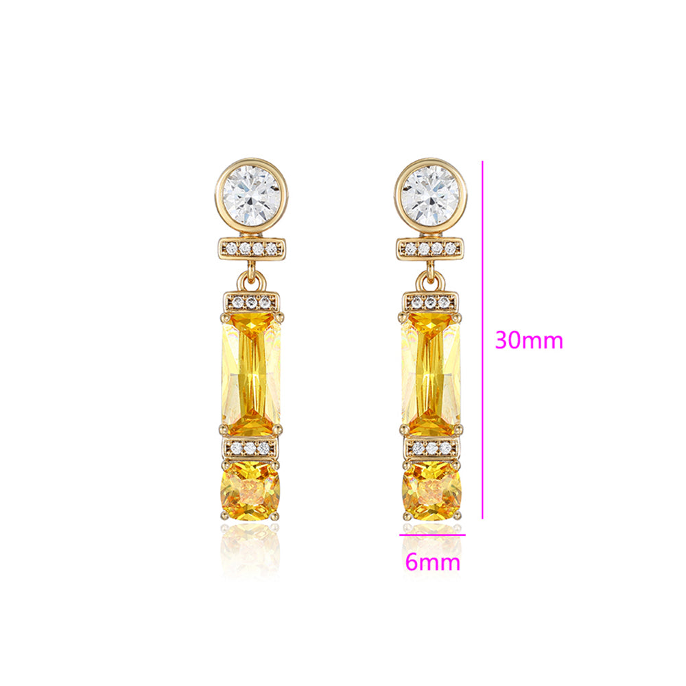 Pendientes de Aleación Bañado en Oro con Cristal Emporia® Amarillo y Cristal Emporia® Blanco 3 