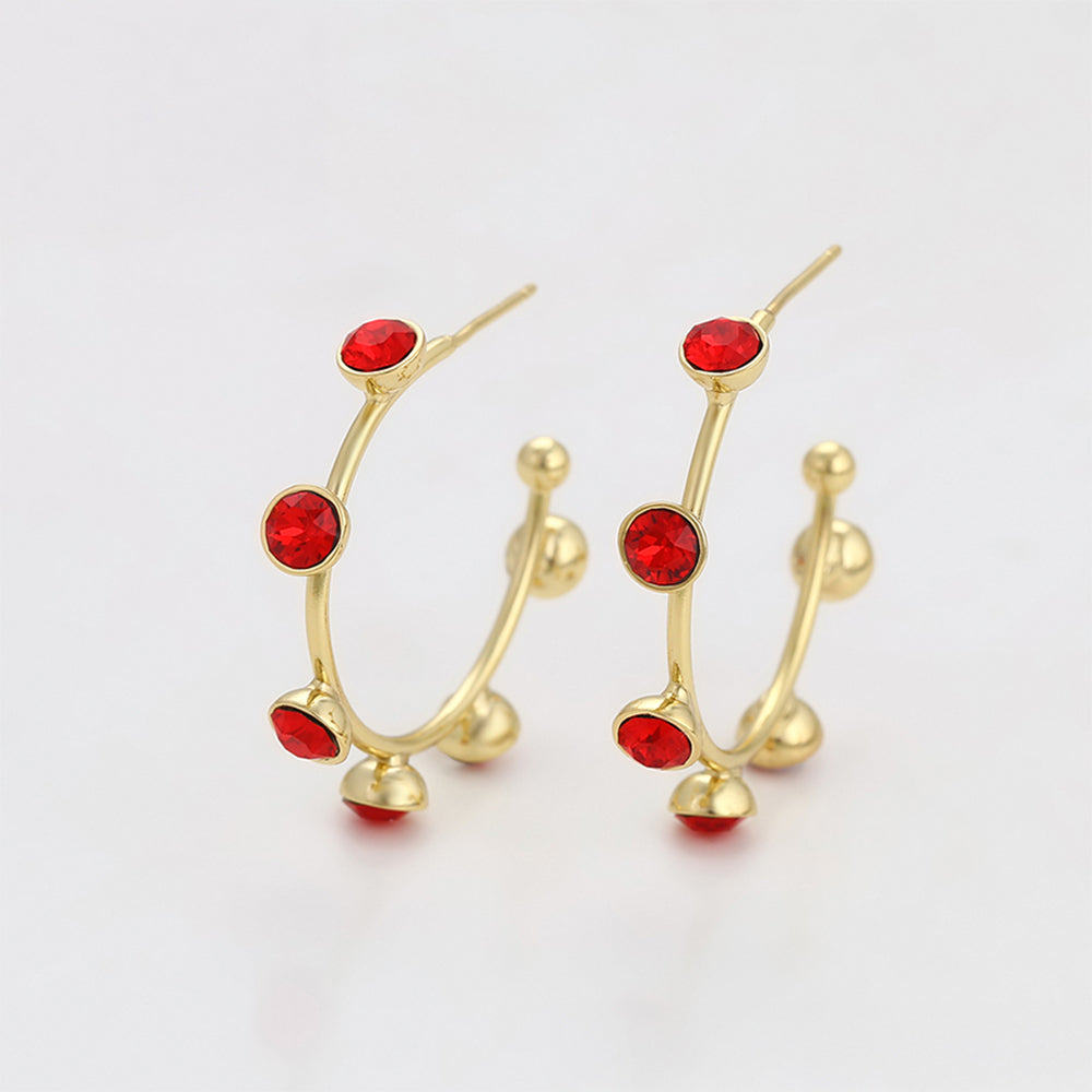 Pendientes de Aleación Bañado en Oro con Cristal Emporia® Rojo 3 