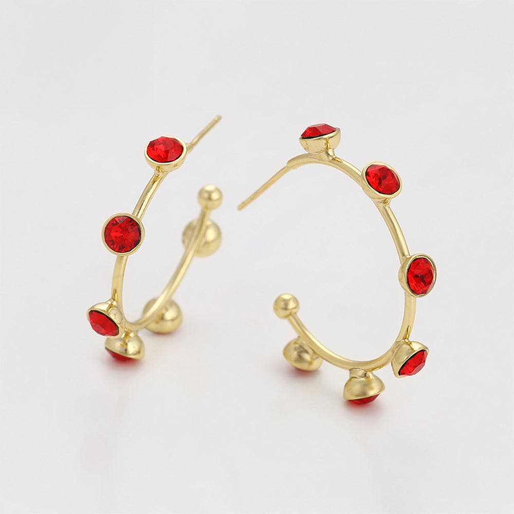 Pendientes de Aleación Bañado en Oro con Cristal Emporia® Rojo