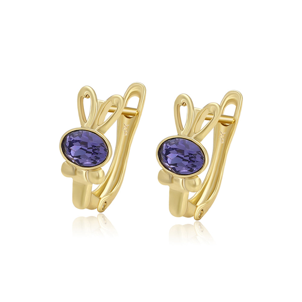 Pendientes de Aleación Bañado en Oro con Cristal Emporia® Púrpura 1 