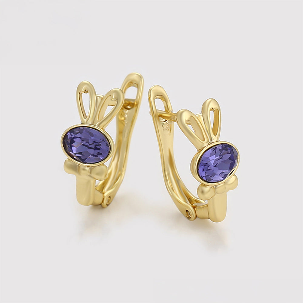 Pendientes de Aleación Bañado en Oro con Cristal Emporia® Púrpura 7 