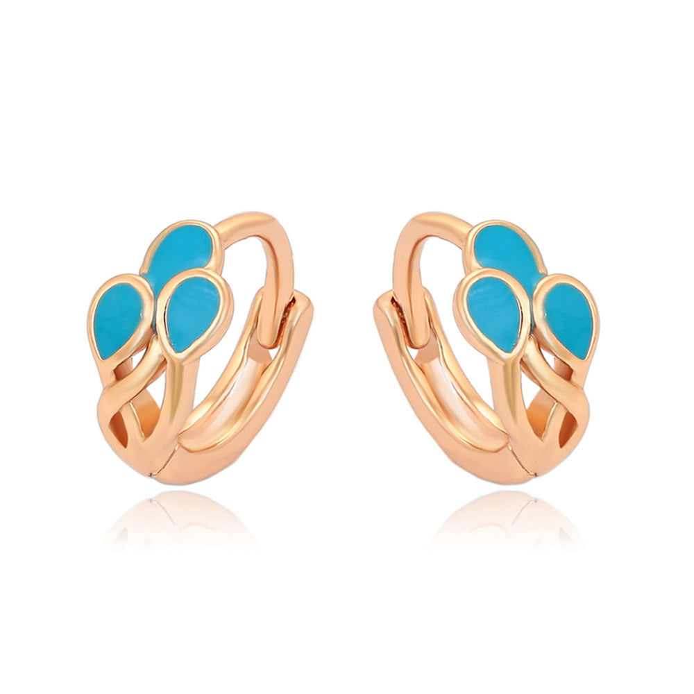 Pendientes de Aleación Bañado en Oro con Cristal Emporia® Azul 1 