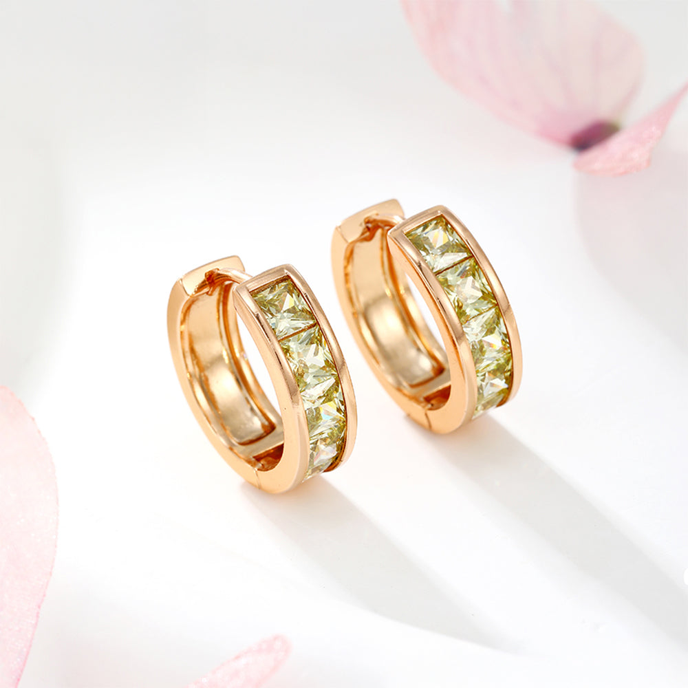 Pendientes de Aleación Bañado en Oro con Cristal Emporia® Verde 1 