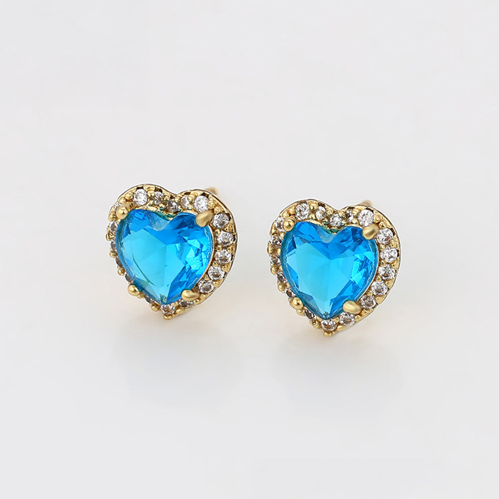 Pendientes de Aleación Bañado en Oro con Cristal Emporia® Azul