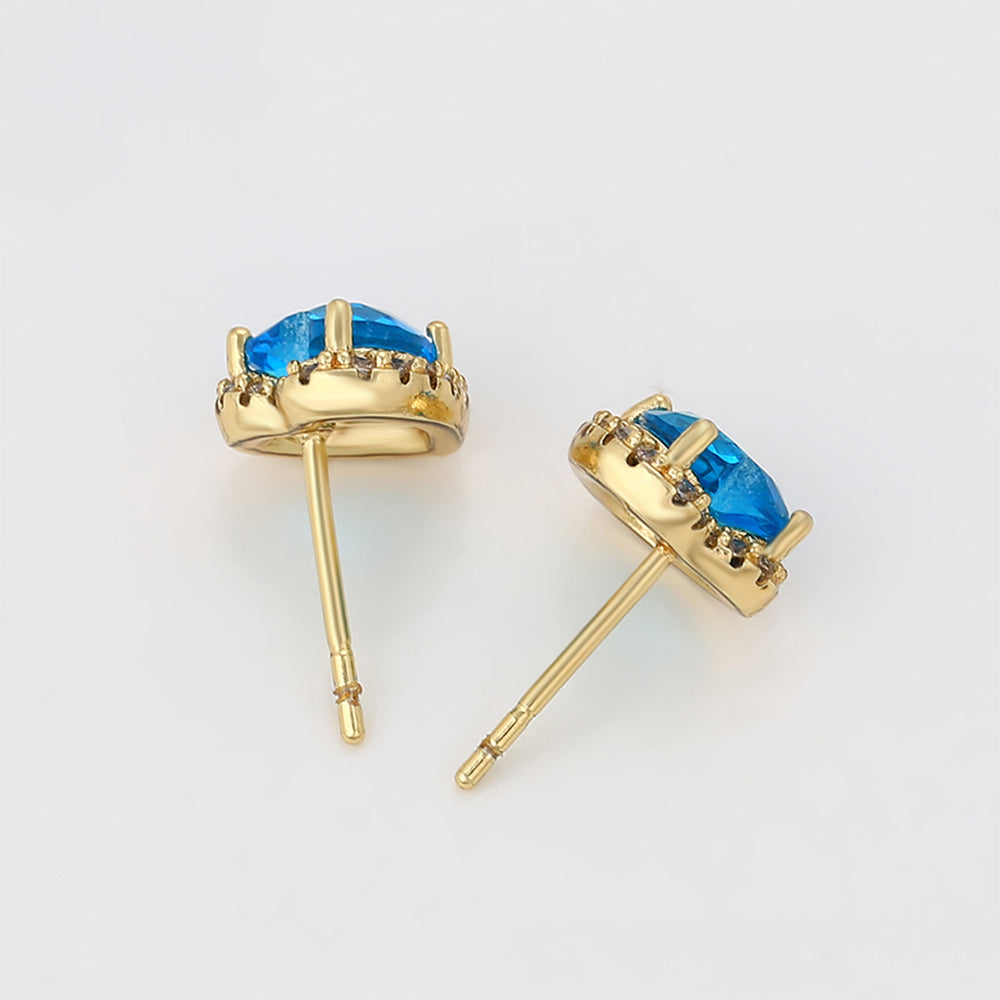 Pendientes de Aleación Bañado en Oro con Cristal Emporia® Azul