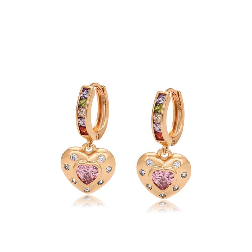 Pendientes de Aleación Bañado en Oro con Cristal Emporia® Rosa y Cristal Emporia® Blanco 1 