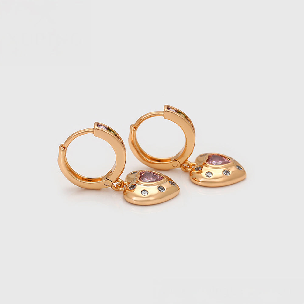 Pendientes de Aleación Bañado en Oro con Cristal Emporia® Rosa y Cristal Emporia® Blanco