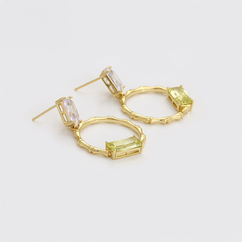 Pendientes de Aleación Bañado en Oro con Cristal Emporia® Verde y Cristal Emporia® Blanco 5 