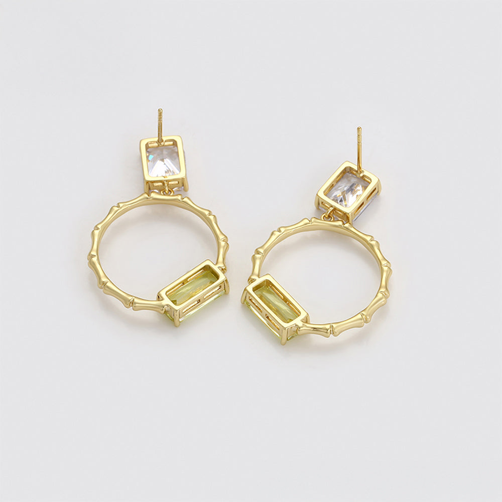 Pendientes de Aleación Bañado en Oro con Cristal Emporia® Verde y Cristal Emporia® Blanco 7 
