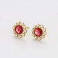Pendientes de Aleación Bañado en Oro con Cristal Emporia® Rojo y Perla de cristal