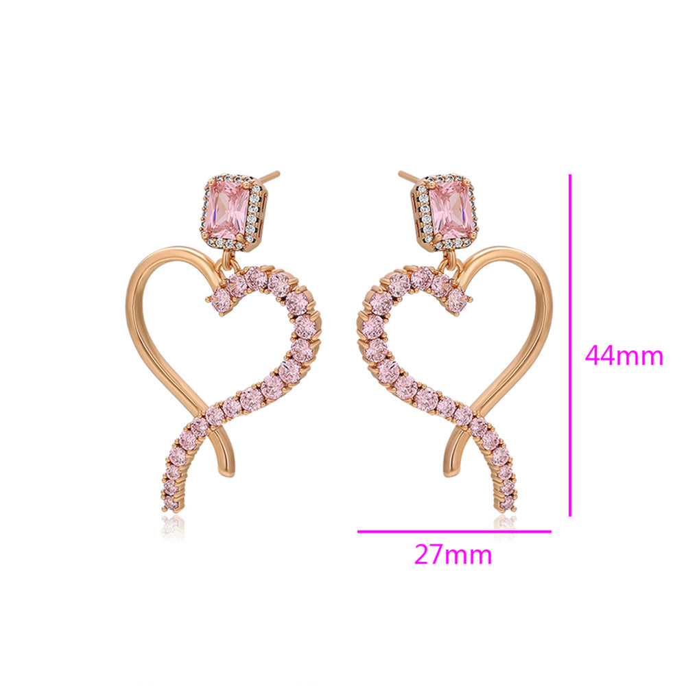 Pendientes de Aleación Bañado en Oro con Cristal Emporia® Rosa 2 