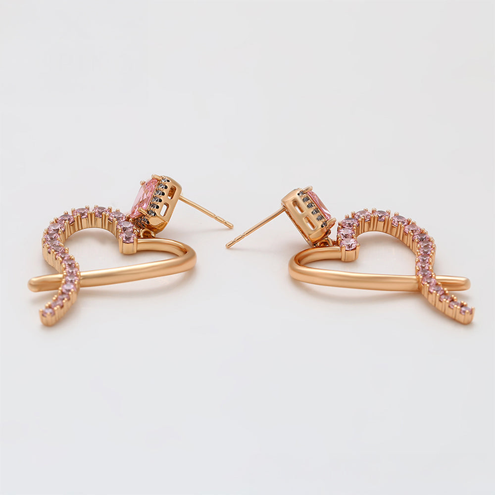 Pendientes de Aleación Bañado en Oro con Cristal Emporia® Rosa