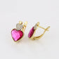 Pendientes de Aleación Bañado en Oro con Cristal Emporia® Rosa y Cristal Emporia® Blanco