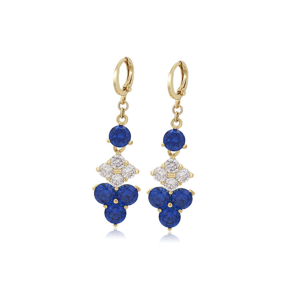 Pendientes de Aleación Bañado en Oro con Cristal Emporia® Azul y Cristal Emporia® Blanco 1 