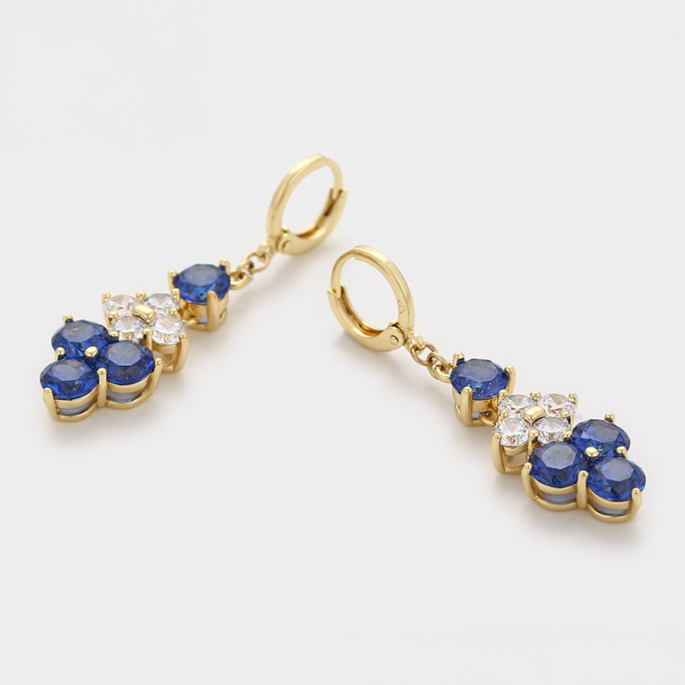 Pendientes de Aleación Bañado en Oro con Cristal Emporia® Azul y Cristal Emporia® Blanco