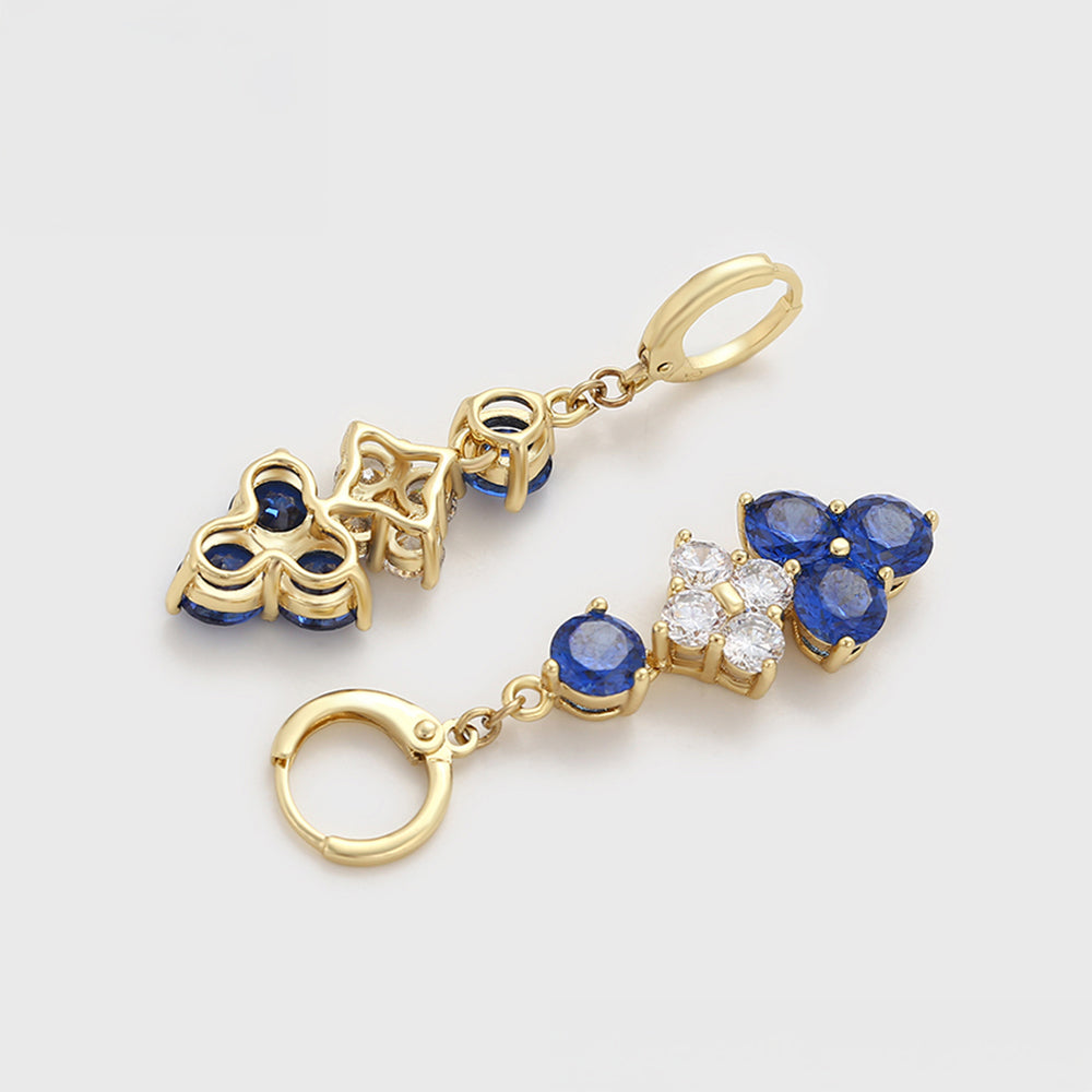 Pendientes de Aleación Bañado en Oro con Cristal Emporia® Azul y Cristal Emporia® Blanco