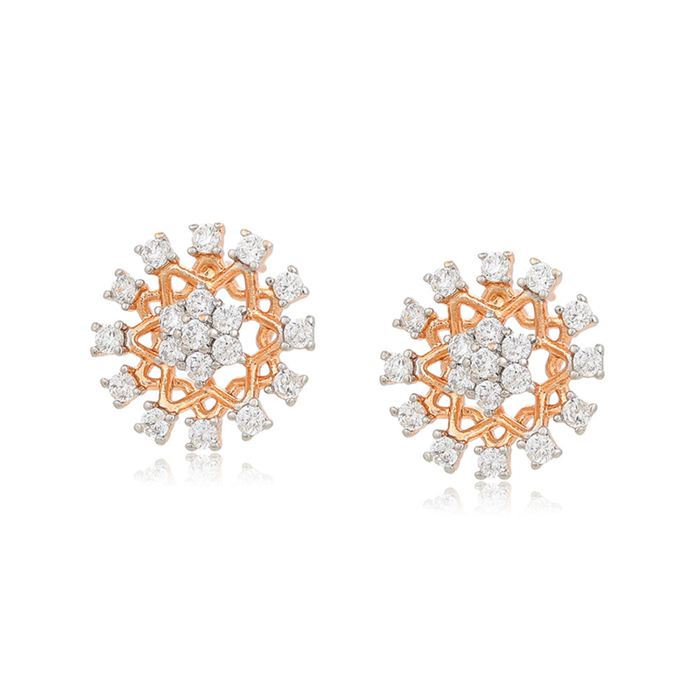 Pendientes de Aleación Bañado en Oro con Cristal Emporia® Blanco