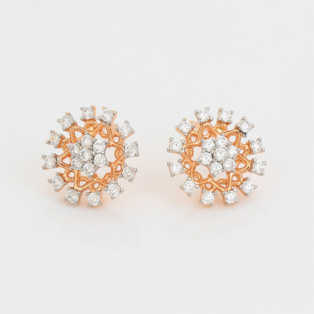 Pendientes de Aleación Bañado en Oro con Cristal Emporia® Blanco