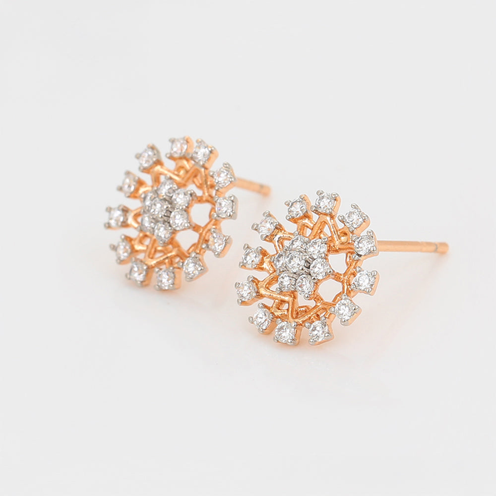 Pendientes de Aleación Bañado en Oro con Cristal Emporia® Blanco