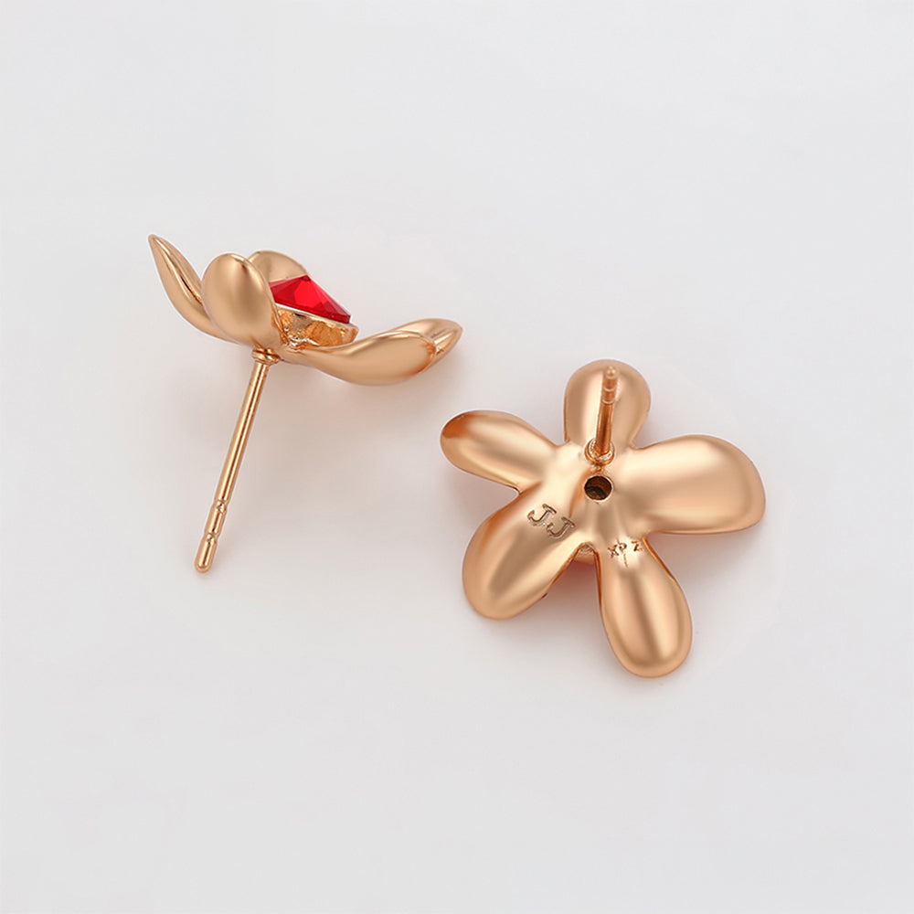 Pendientes de Aleación Bañado en Oro con Cristal Emporia® Rojo 6 
