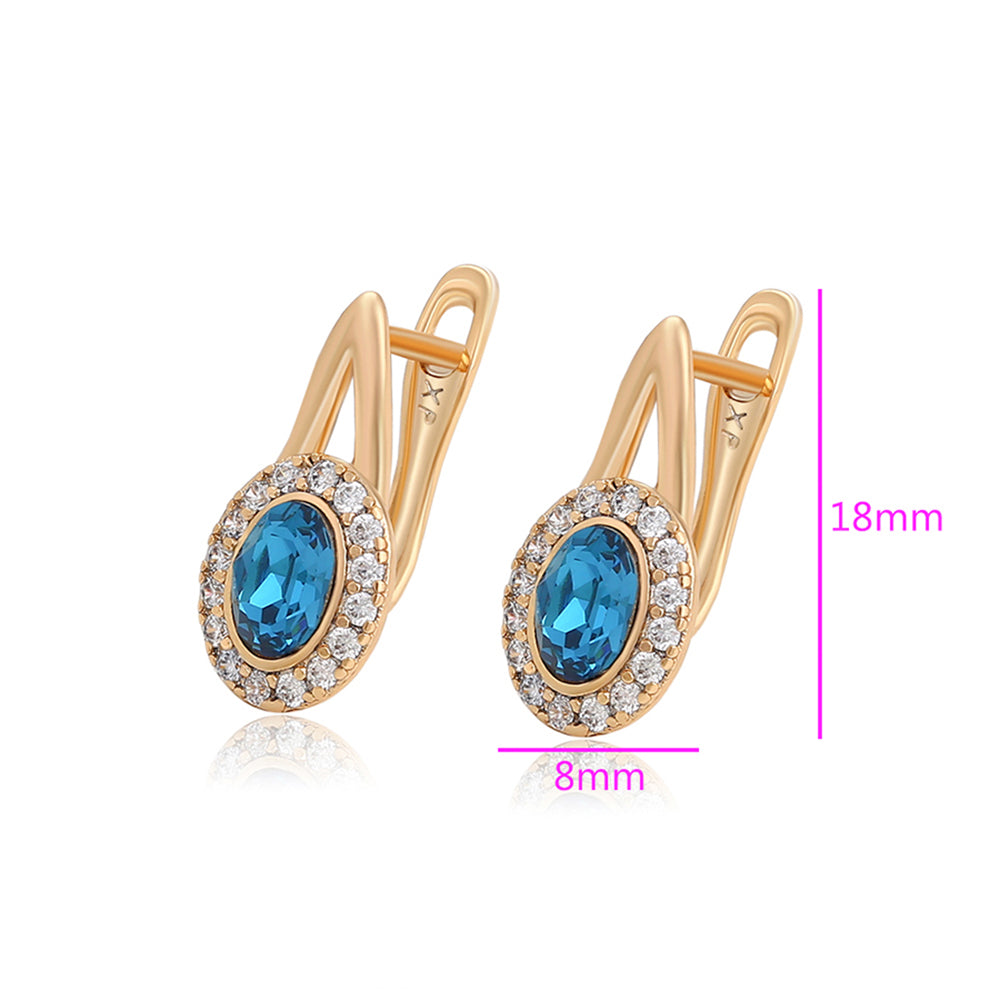 Pendientes de Aleación Bañado en Oro con Cristal Emporia® Azul y Cristal Emporia® Blanco 2 