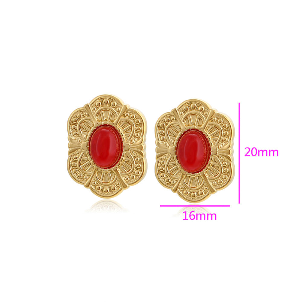Pendientes de Aleación Bañado en Oro con Cristal Emporia® Rojo