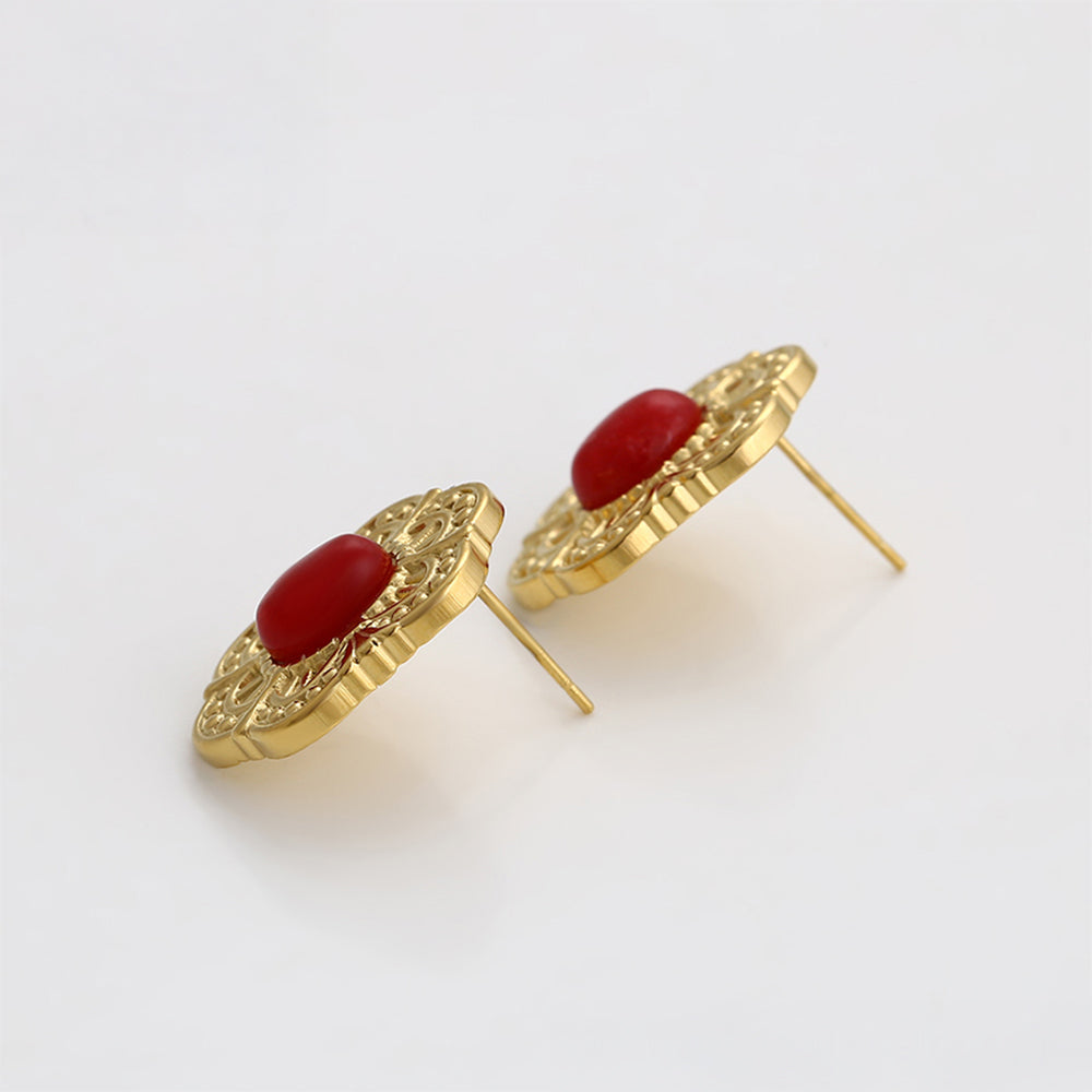 Pendientes de Aleación Bañado en Oro con Cristal Emporia® Rojo 3 
