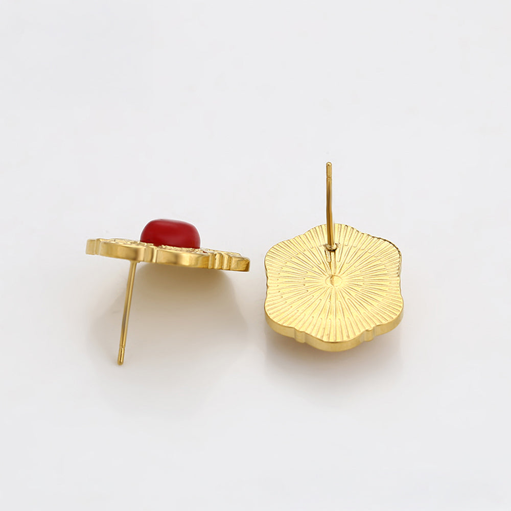 Pendientes de Aleación Bañado en Oro con Cristal Emporia® Rojo 7 