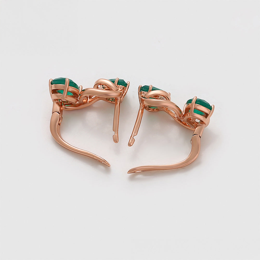 Pendientes de Aleación Bañado en Oro con Cristal Emporia® Verde 4 