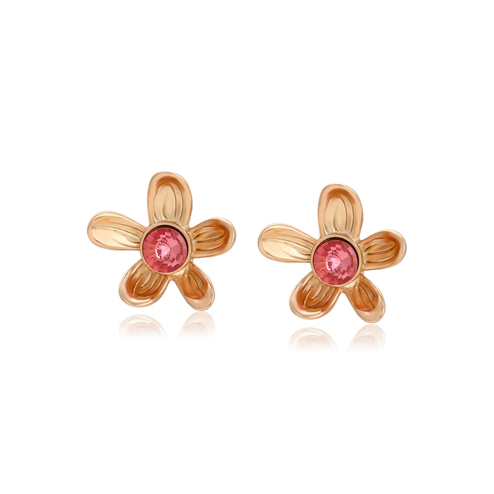 Pendientes de Aleación Bañado en Oro con Cristal Emporia® Rosa 1 