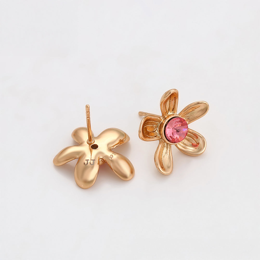 Pendientes de Aleación Bañado en Oro con Cristal Emporia® Rosa 4 