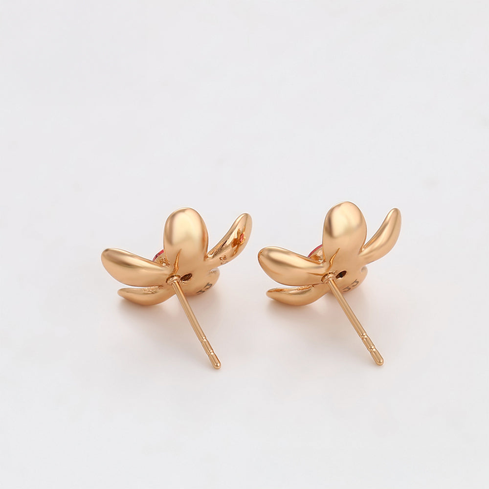 Pendientes de Aleación Bañado en Oro con Cristal Emporia® Rosa