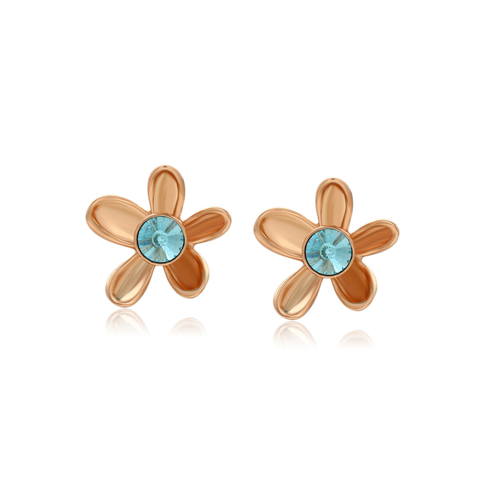 Pendientes de Aleación Bañado en Oro con Cristal Emporia® Azul 1 