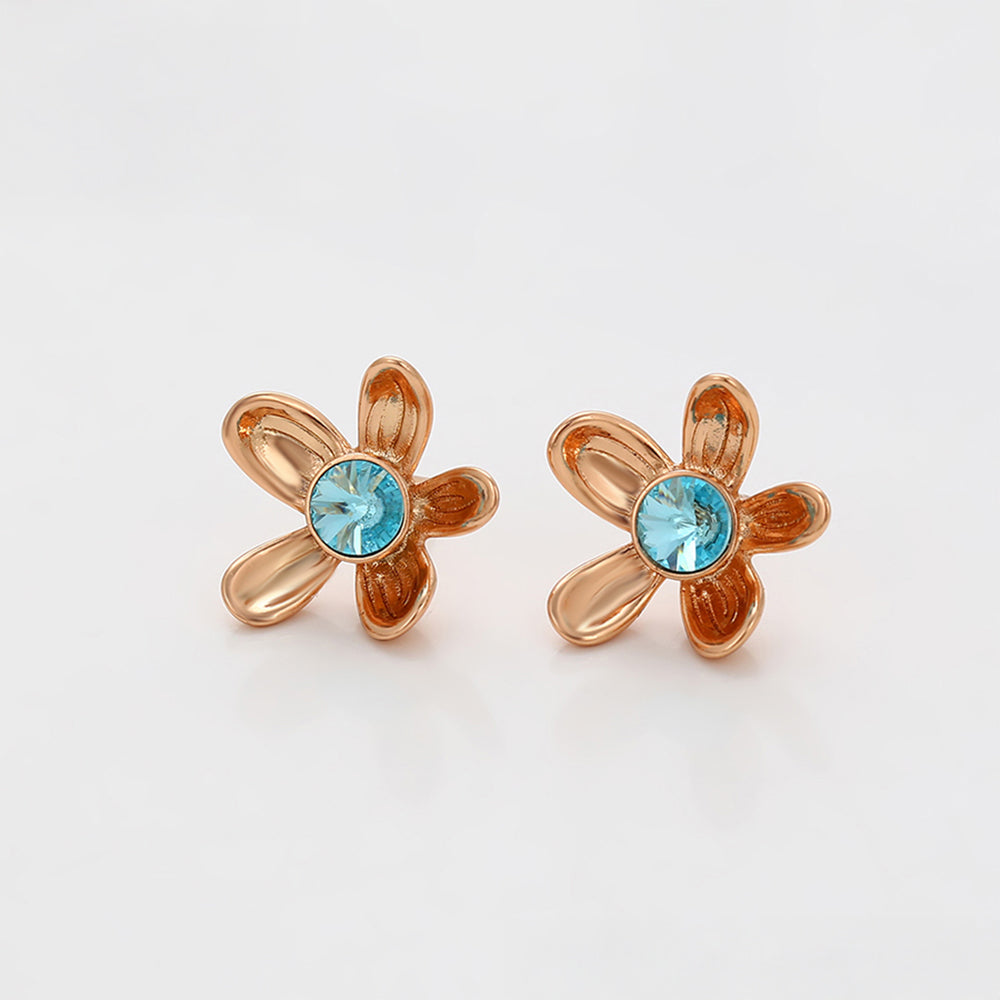 Pendientes de Aleación Bañado en Oro con Cristal Emporia® Azul