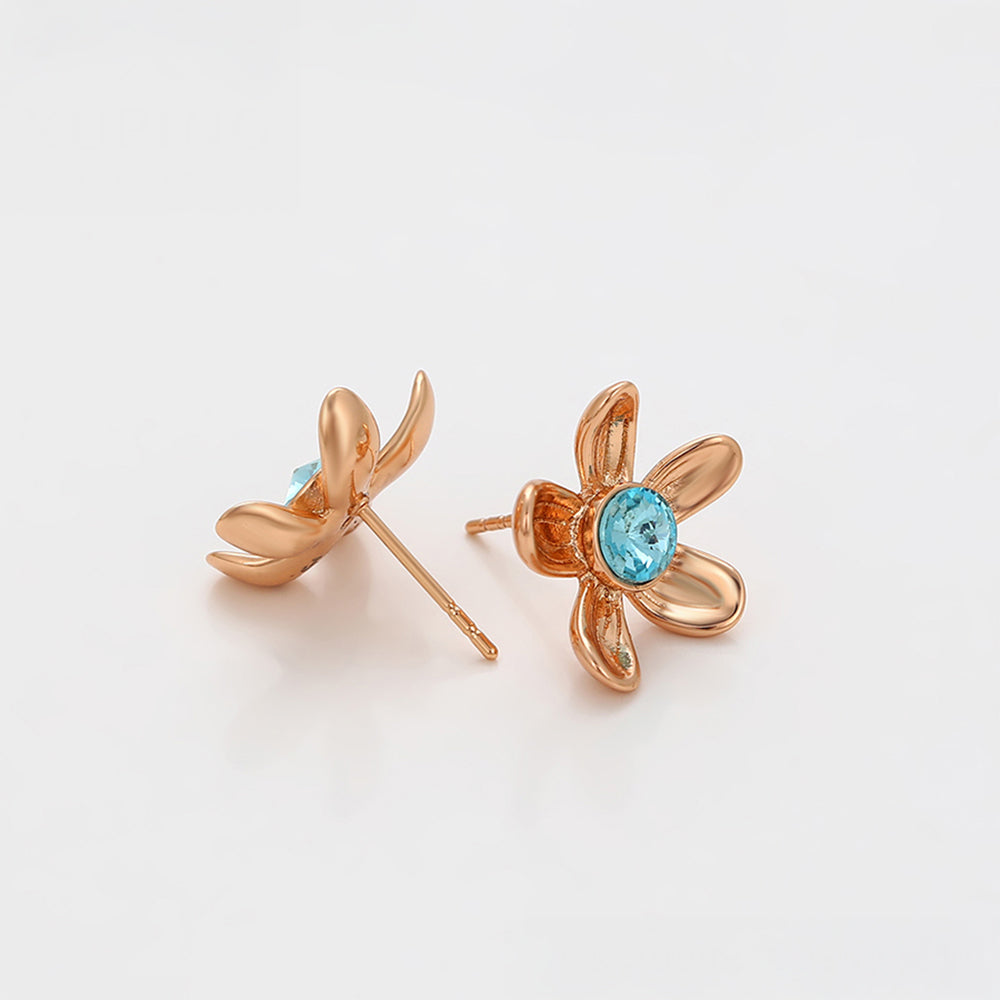 Pendientes de Aleación Bañado en Oro con Cristal Emporia® Azul 5 