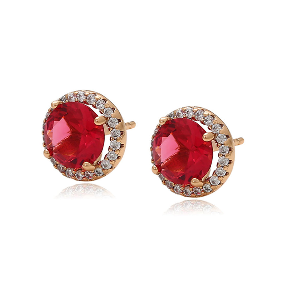 Pendientes de Aleación Bañado en Oro con Cristal Emporia® Rojo y Cristal Emporia® Blanco 1 