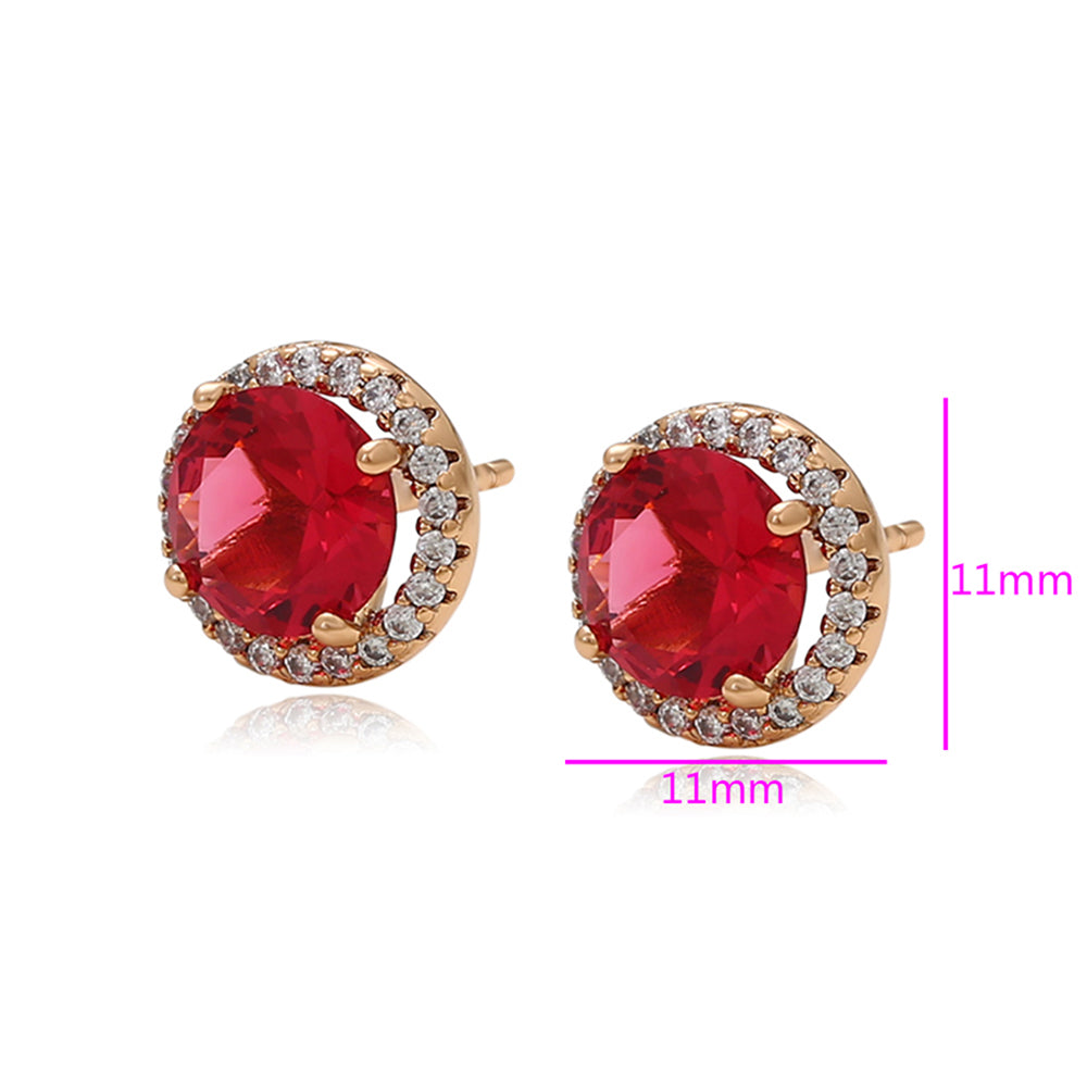 Pendientes de Aleación Bañado en Oro con Cristal Emporia® Rojo y Cristal Emporia® Blanco 2 